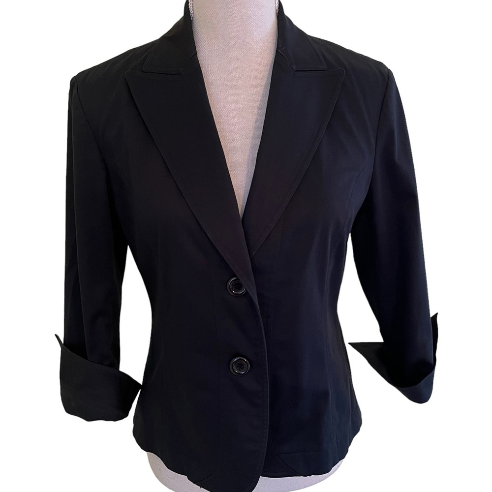 Lafayette 148 NY Black Cotton Blend Two Button Blazer 4